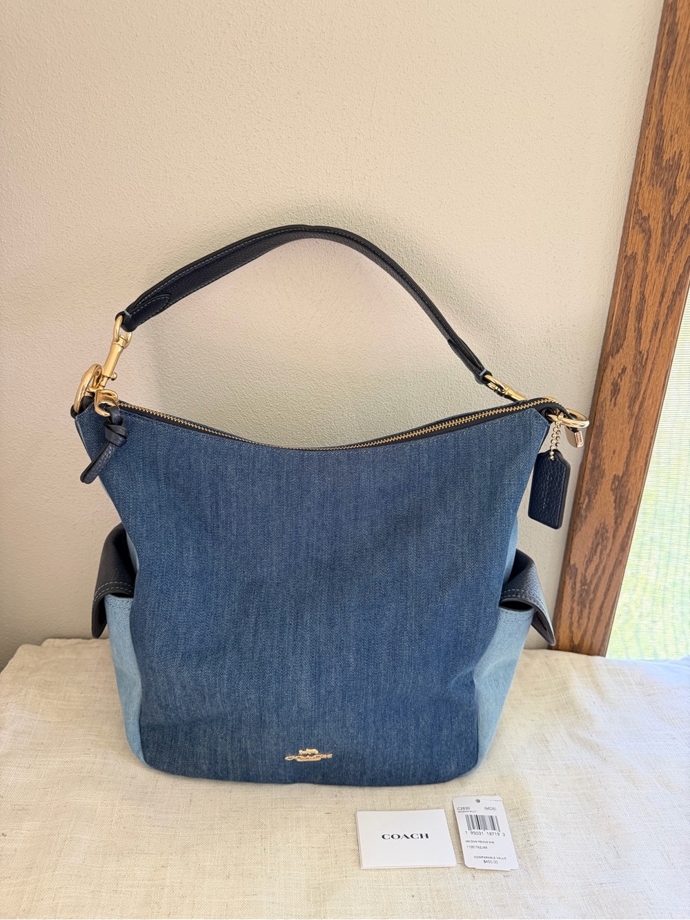Coach Pennie Multi Color Denim Shoulder Bag